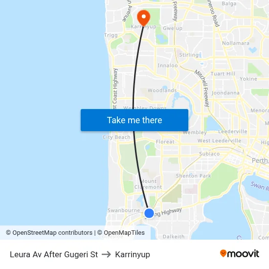 Leura Av After Gugeri St to Karrinyup map