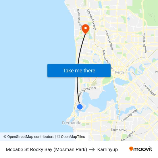 Mccabe St Rocky Bay (Mosman Park) to Karrinyup map