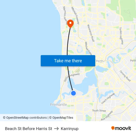 Beach St Before Harris St to Karrinyup map
