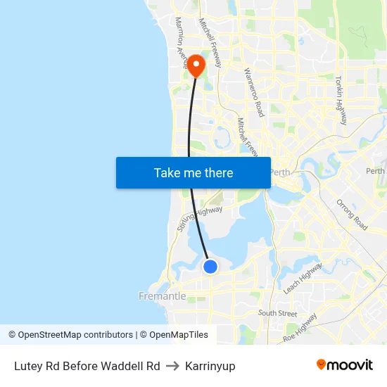 Lutey Rd Before Waddell Rd to Karrinyup map