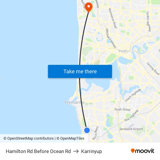 Hamilton Rd Before Ocean Rd to Karrinyup map