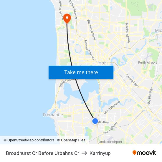 Broadhurst Cr Before Urbahns Cr to Karrinyup map