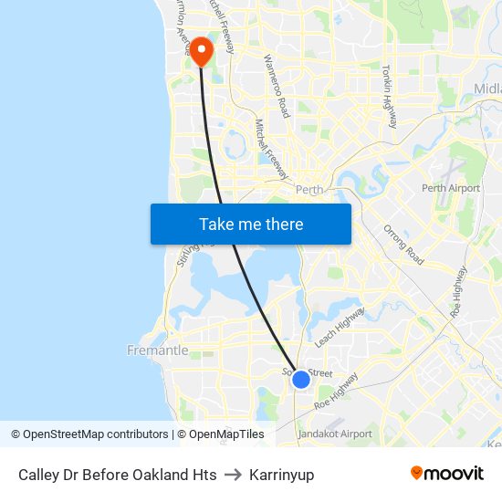 Calley Dr Before Oakland Hts to Karrinyup map