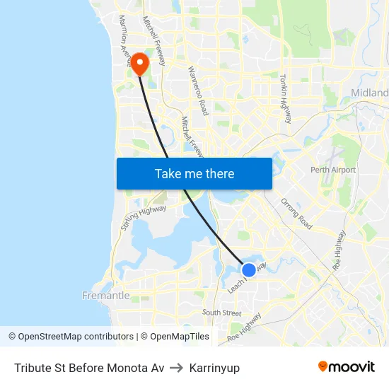 Tribute St Before Monota Av to Karrinyup map