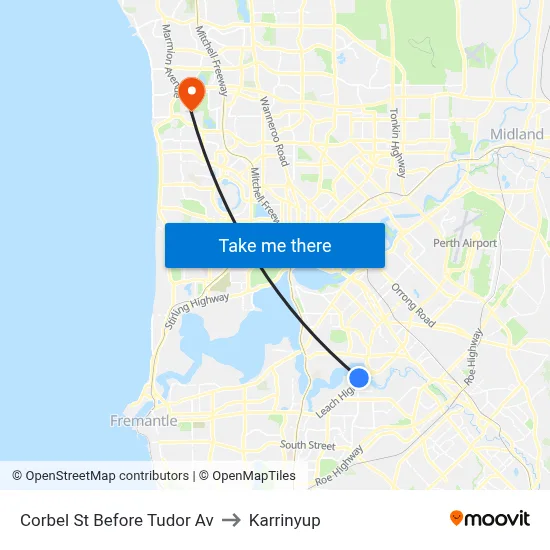 Corbel St Before Tudor Av to Karrinyup map
