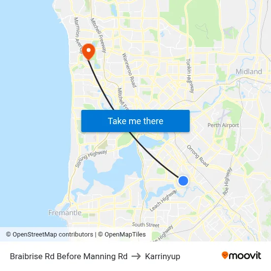 Braibrise Rd Before Manning Rd to Karrinyup map