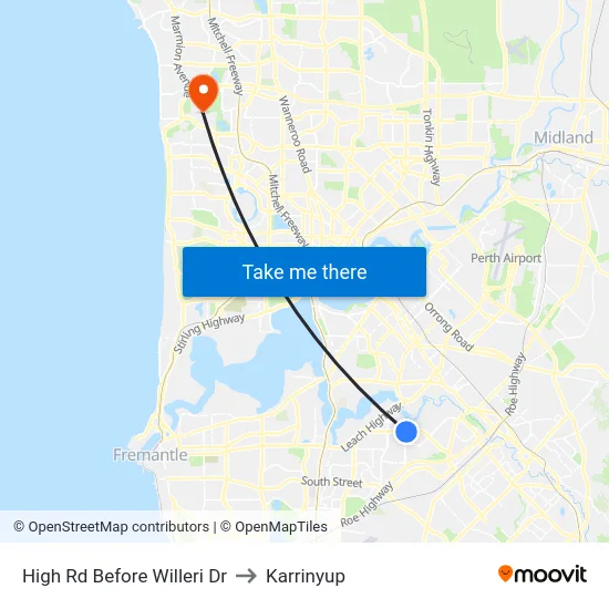 High Rd Before Willeri Dr to Karrinyup map