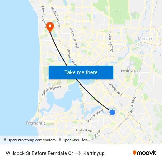 Willcock St Before Ferndale Cr to Karrinyup map
