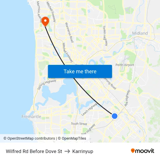 Wilfred Rd Before Dove St to Karrinyup map