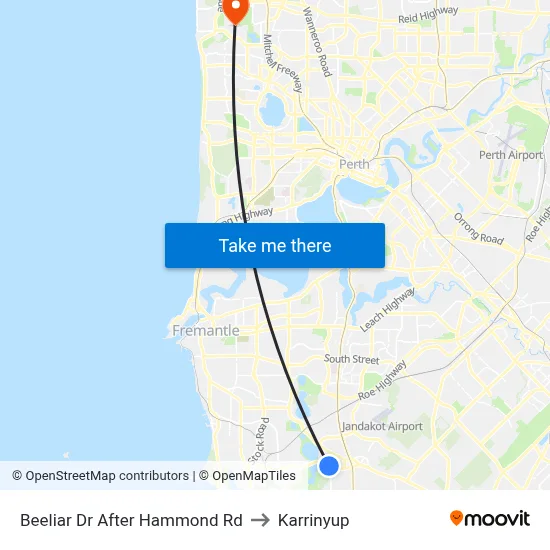 Beeliar Dr After Hammond Rd to Karrinyup map