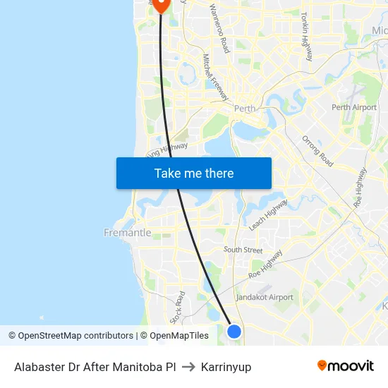 Alabaster Dr After Manitoba Pl to Karrinyup map