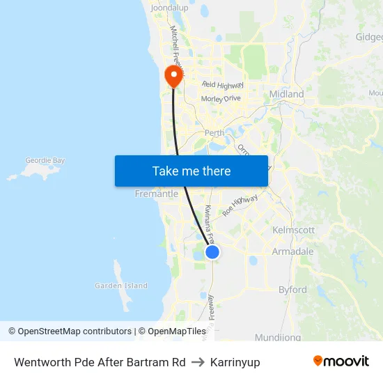 Wentworth Pde After Bartram Rd to Karrinyup map