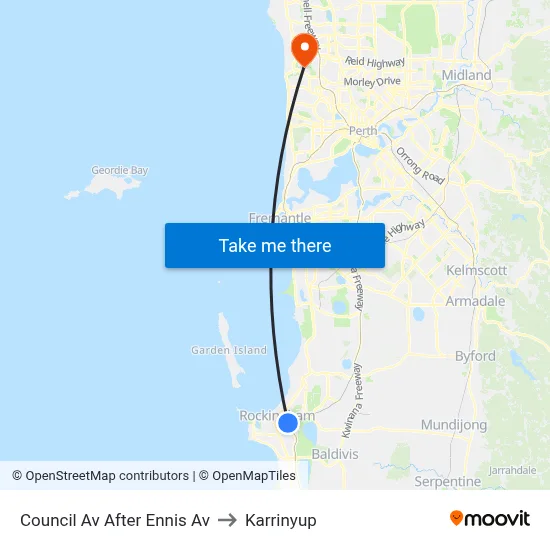 Council Av After Ennis Av to Karrinyup map
