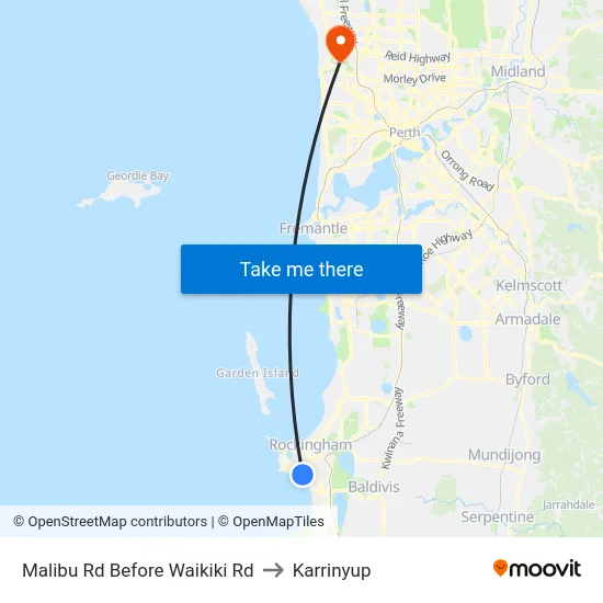 Malibu Rd Before Waikiki Rd to Karrinyup map