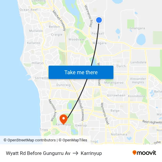 Wyatt Rd Before Gungurru Av to Karrinyup map