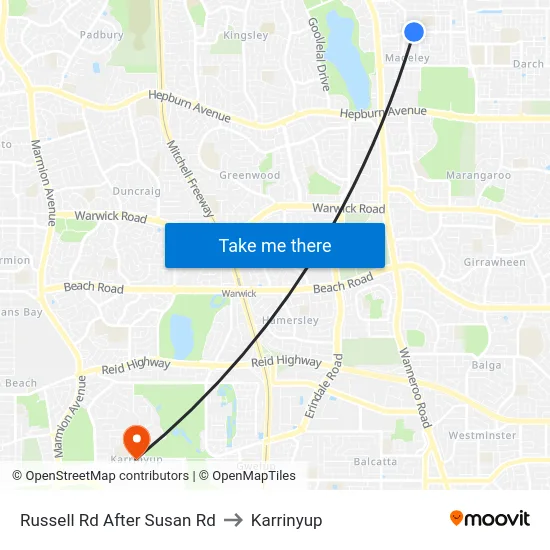 Russell Rd After Susan Rd to Karrinyup map