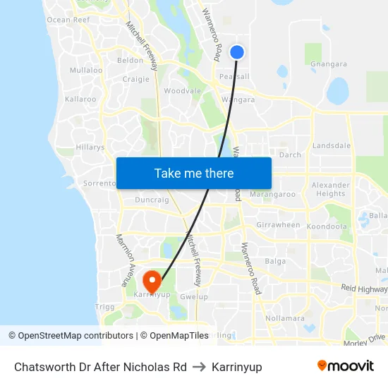 Chatsworth Dr After Nicholas Rd to Karrinyup map