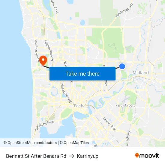 Bennett St After Benara Rd to Karrinyup map