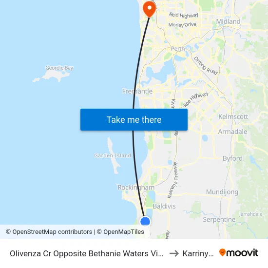 Olivenza Cr Opposite Bethanie Waters Village to Karrinyup map
