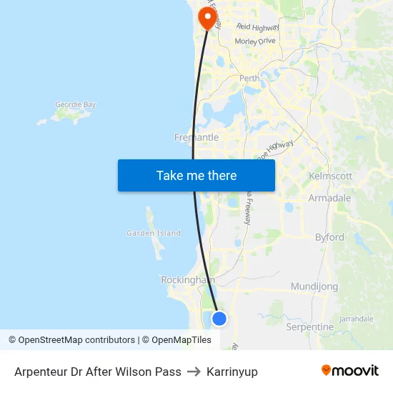 Arpenteur Dr After Wilson Pass to Karrinyup map