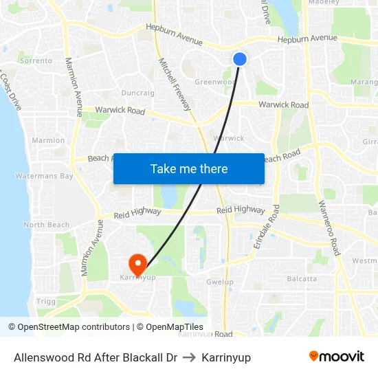 Allenswood Rd After Blackall Dr to Karrinyup map