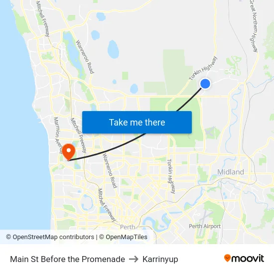 Main St Before the Promenade to Karrinyup map