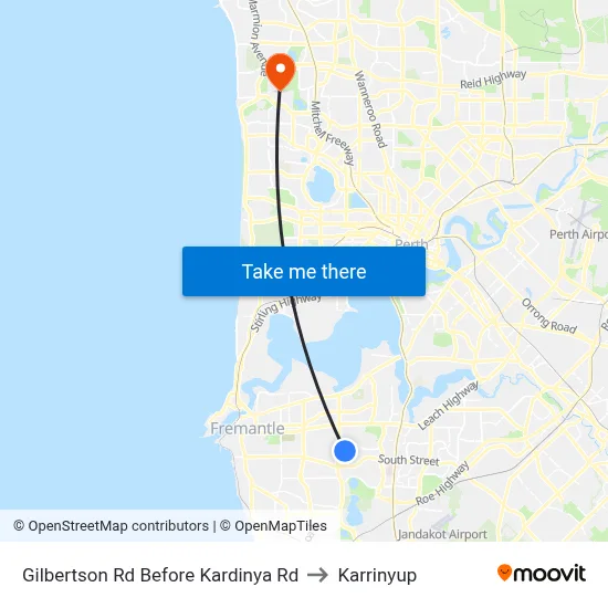 Gilbertson Rd Before Kardinya Rd to Karrinyup map