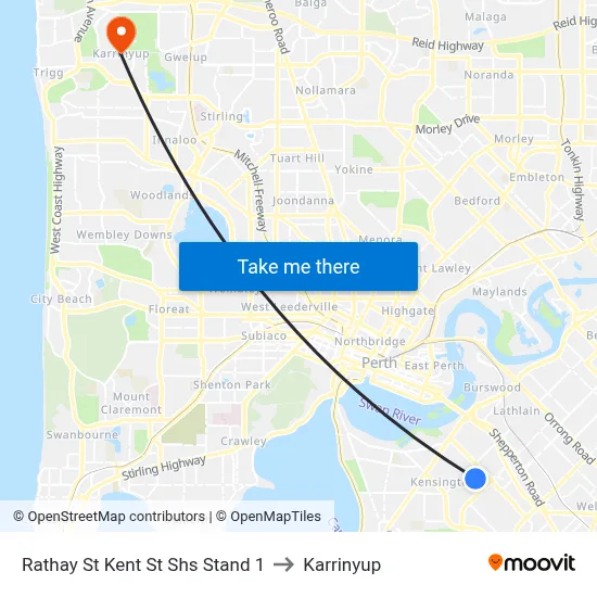 Rathay St Kent St Shs Stand 1 to Karrinyup map