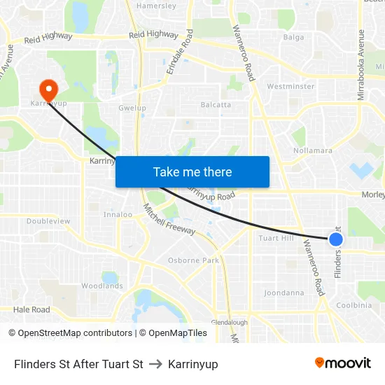 Flinders St After Tuart St to Karrinyup map
