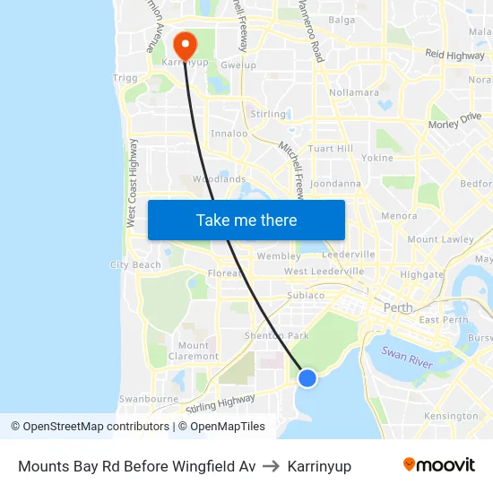 Mounts Bay Rd Before Wingfield Av to Karrinyup map