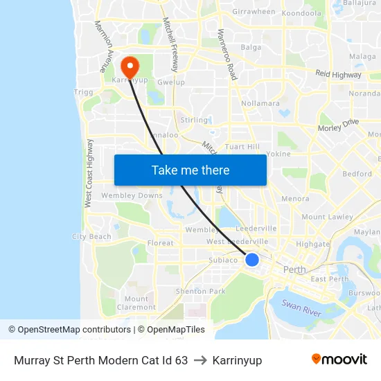 Murray St Perth Modern Cat Id 63 to Karrinyup map