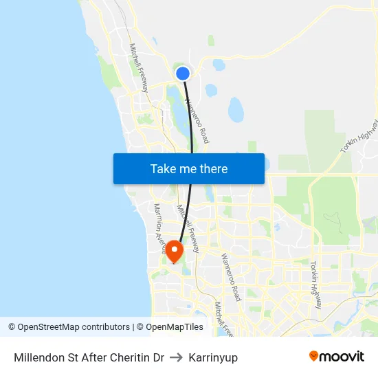 Millendon St After Cheritin Dr to Karrinyup map