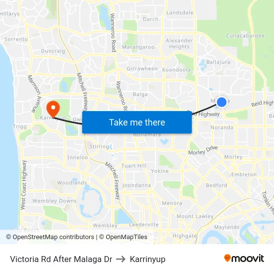 Victoria Rd After Malaga Dr to Karrinyup map