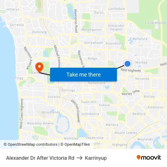 Alexander Dr After Victoria Rd to Karrinyup map