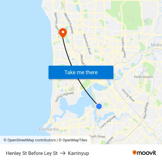 Henley St Before Ley St to Karrinyup map