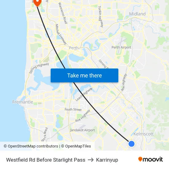 Westfield Rd Before Starlight Pass to Karrinyup map
