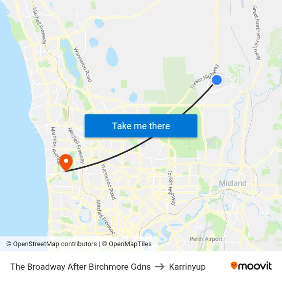 The Broadway   After Birchmore Gdns to Karrinyup map
