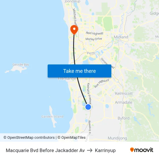 Macquarie Bvd Before Jackadder Av to Karrinyup map