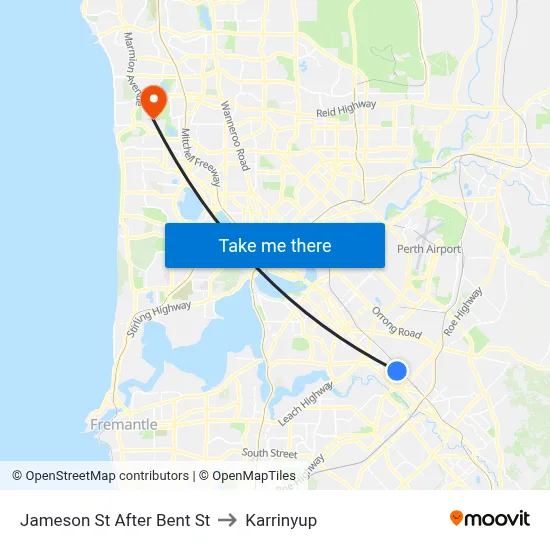 Jameson St After Bent St to Karrinyup map