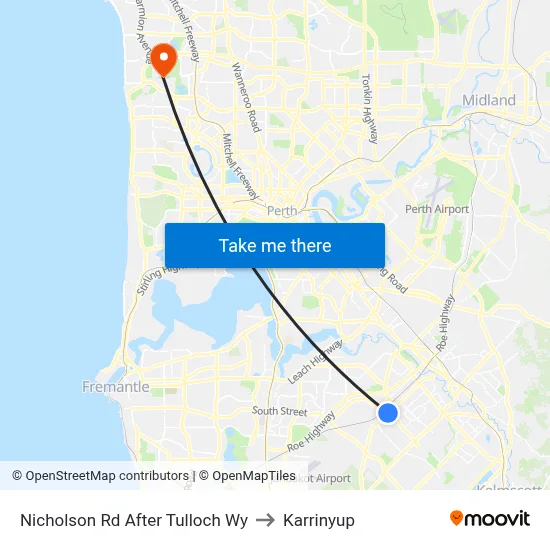 Nicholson Rd After Tulloch Wy to Karrinyup map