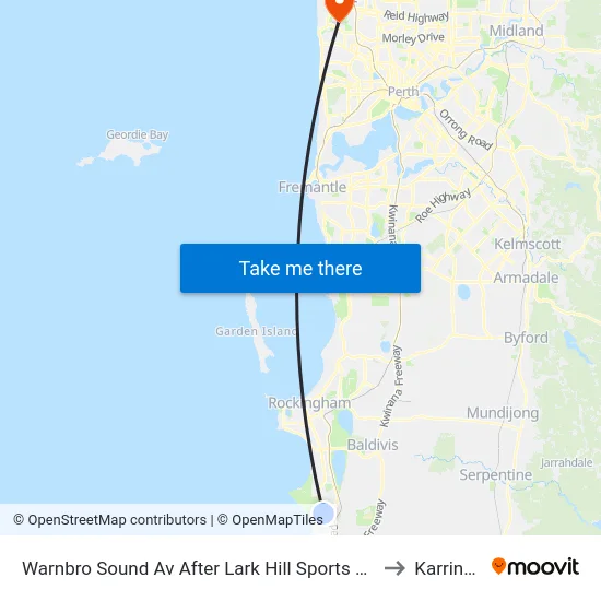 Warnbro Sound Av After Lark Hill Sports Complex to Karrinyup map