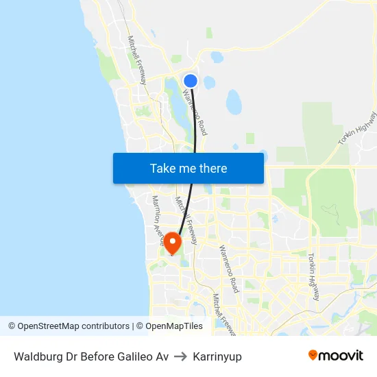 Waldburg Dr Before Galileo Av to Karrinyup map