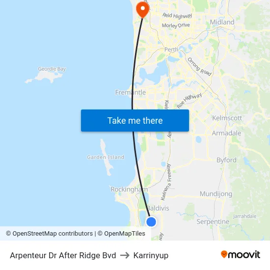 Arpenteur Dr After Ridge Bvd to Karrinyup map