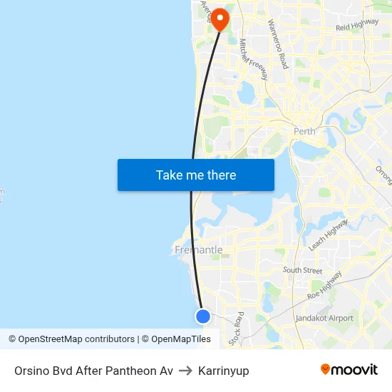 Orsino Bvd After Pantheon Av to Karrinyup map