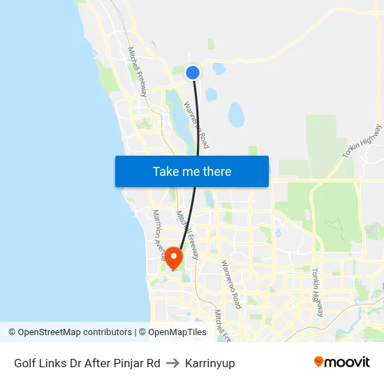 Golf Links Dr After Pinjar Rd to Karrinyup map