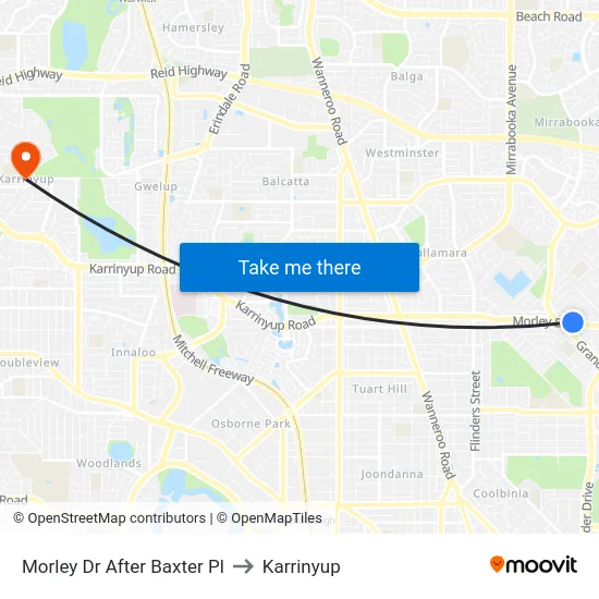 Morley Dr After Baxter Pl to Karrinyup map