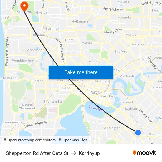 Shepperton Rd After Oats St to Karrinyup map