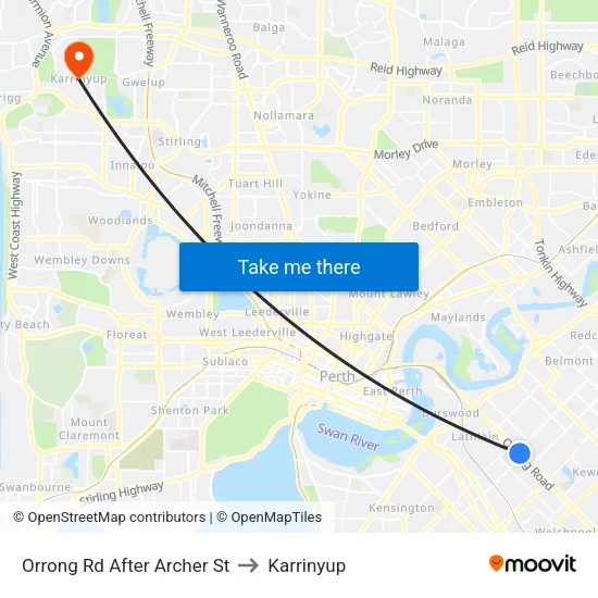 Orrong Rd After Archer St to Karrinyup map