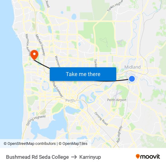 Bushmead Rd Seda College to Karrinyup map