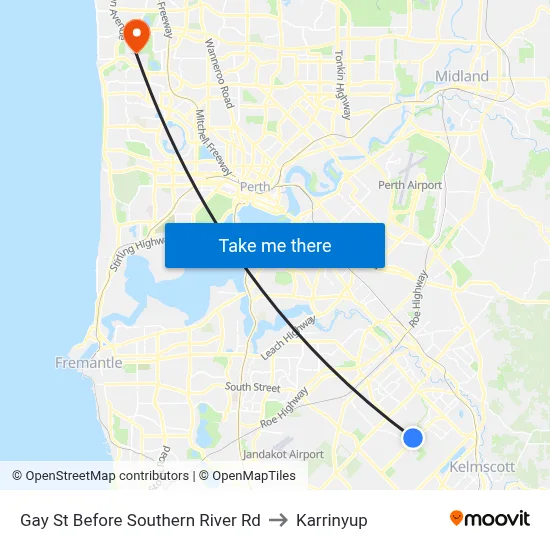 Gay St Before Southern River Rd to Karrinyup map